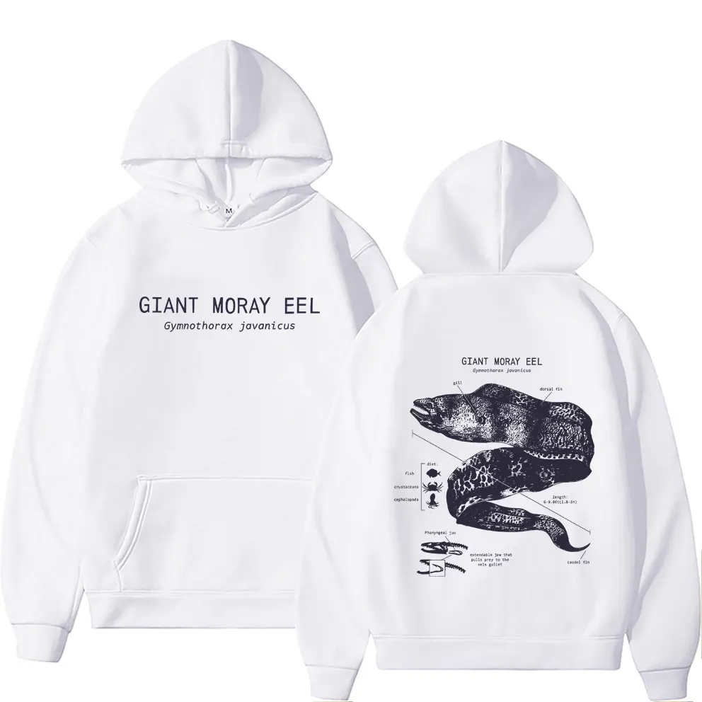 

Marine Animals Giant Moray Eel Anatomy Graphic Hoodie Men Women Casual Vintage Pullover Hoodies Male Fashion Oversized Pullover