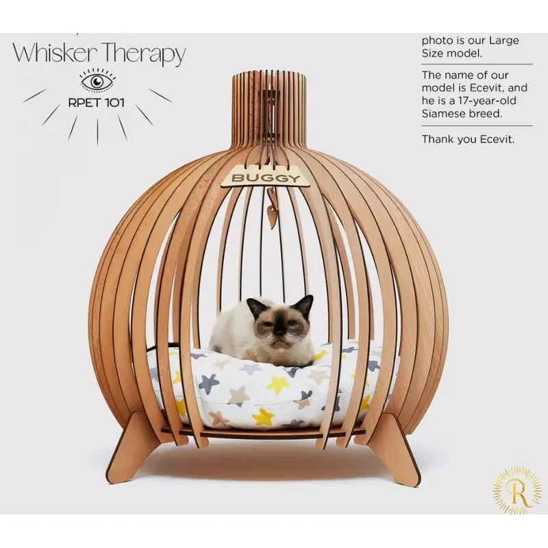 for Modern Comfortable Small Indoor Nest for Cats Dogs Unique Personality Wood House Breathable Solid Wood Animal Pattern Pet