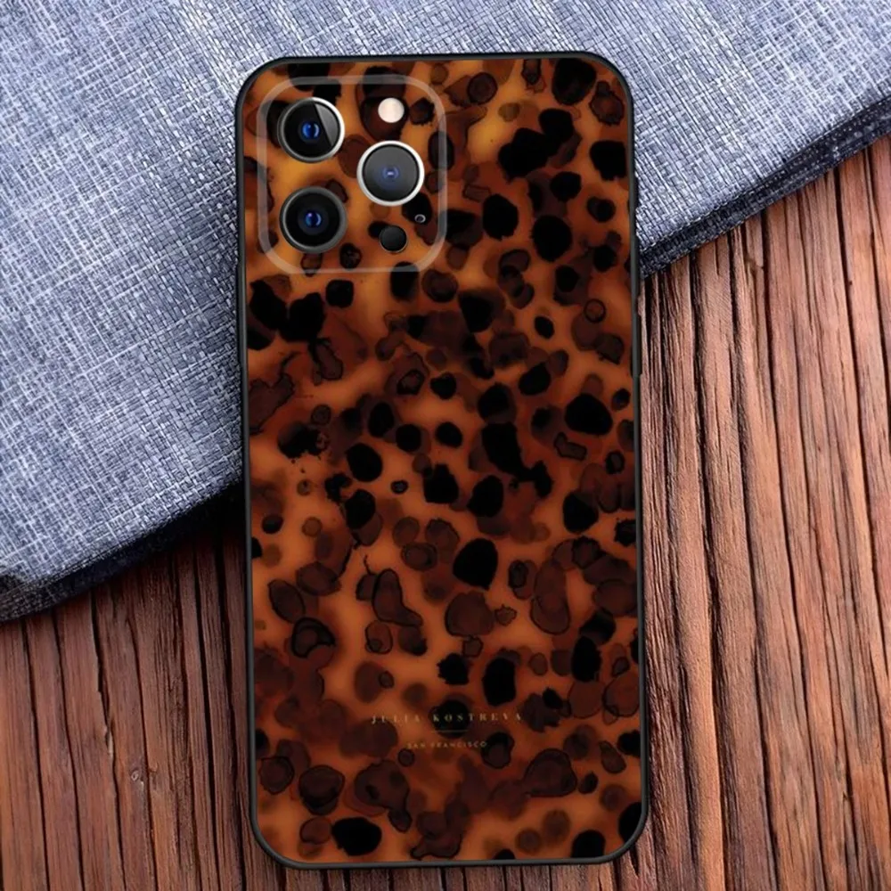 Tortoise Shell Marble Pattern Phone Case For iPhone 16,15,14,13,12,11,Pro,X,XS,Max,XR,Plus,Mini Black Soft Silicone Case