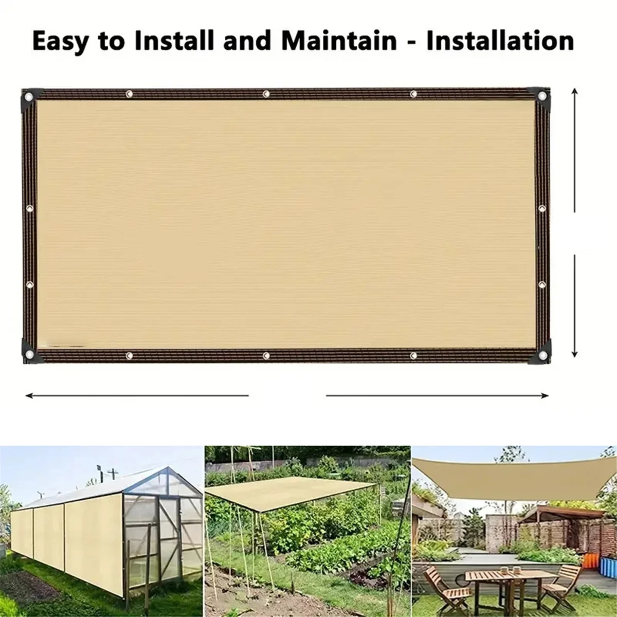 Beige Shading Net, UV Protection, Plant Shed, Outdoor Sunshade, Mesh, Sunshade 2x4m