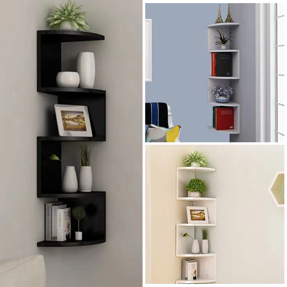 Imagem -04 - Creative Home Wall Corner Triangle Shelf Pendurado na Parede Tier Partição Semi-circular Estante