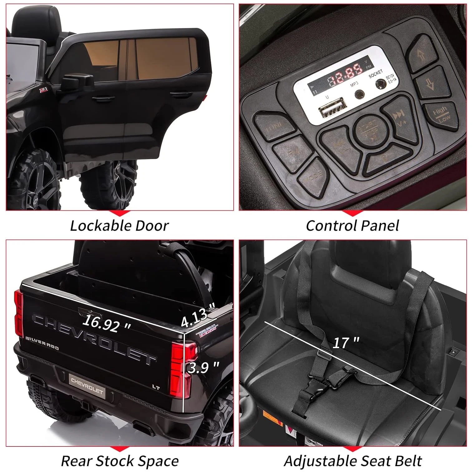 รถบรรทุกไฟฟ้า 12V สำหรับเด็ก ขับเคลื่อนด้วยแบตเตอรี่ พร้อมรีโมทคอนโทรลสำหรับผู้ปกครอง ลำโพงบลูทูธ ไฟ LED ของเล่นขี่สำหรับเด็กอายุ 3-8 ปี