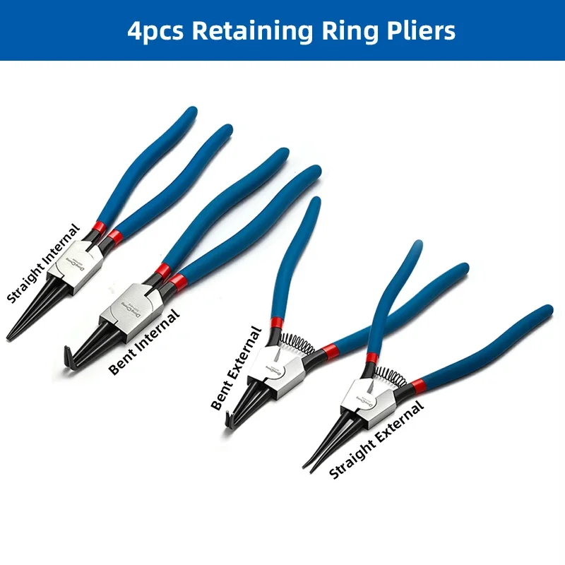Japanse Circliptang 5/7/9 Inch Koolstofstaal Interne Externe Rechte Gebogen Snap Ring Tool voor Auto Motor Lager Reparatie