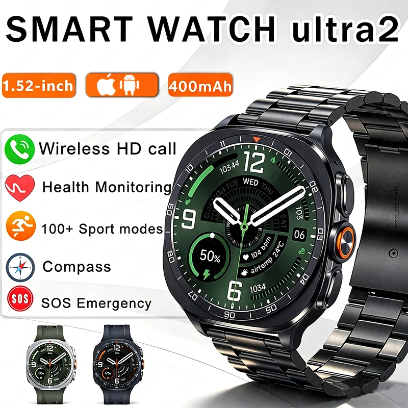 Watch9 1.52-HD Large & Clear Display 100+ Sports Mode Real-Time Core Health Tracking IP68 Waterproof BT Call Compass Smart Watch