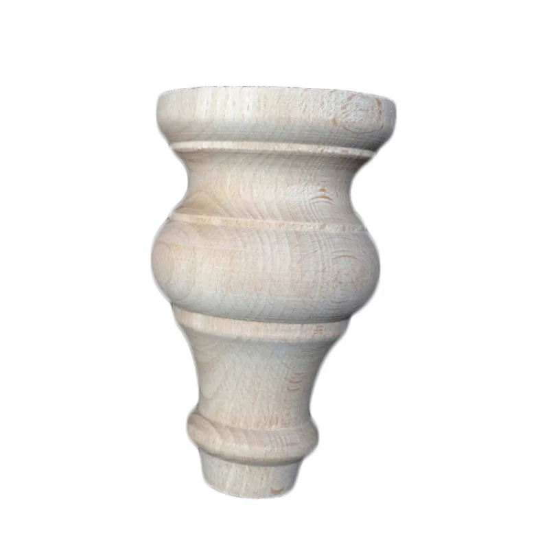 1PC Kawaii Furniture Real Wood Carving Ark Leg Circular Wooden Foot Decoration Cylindrical Ball Applique Vintage Home Decor