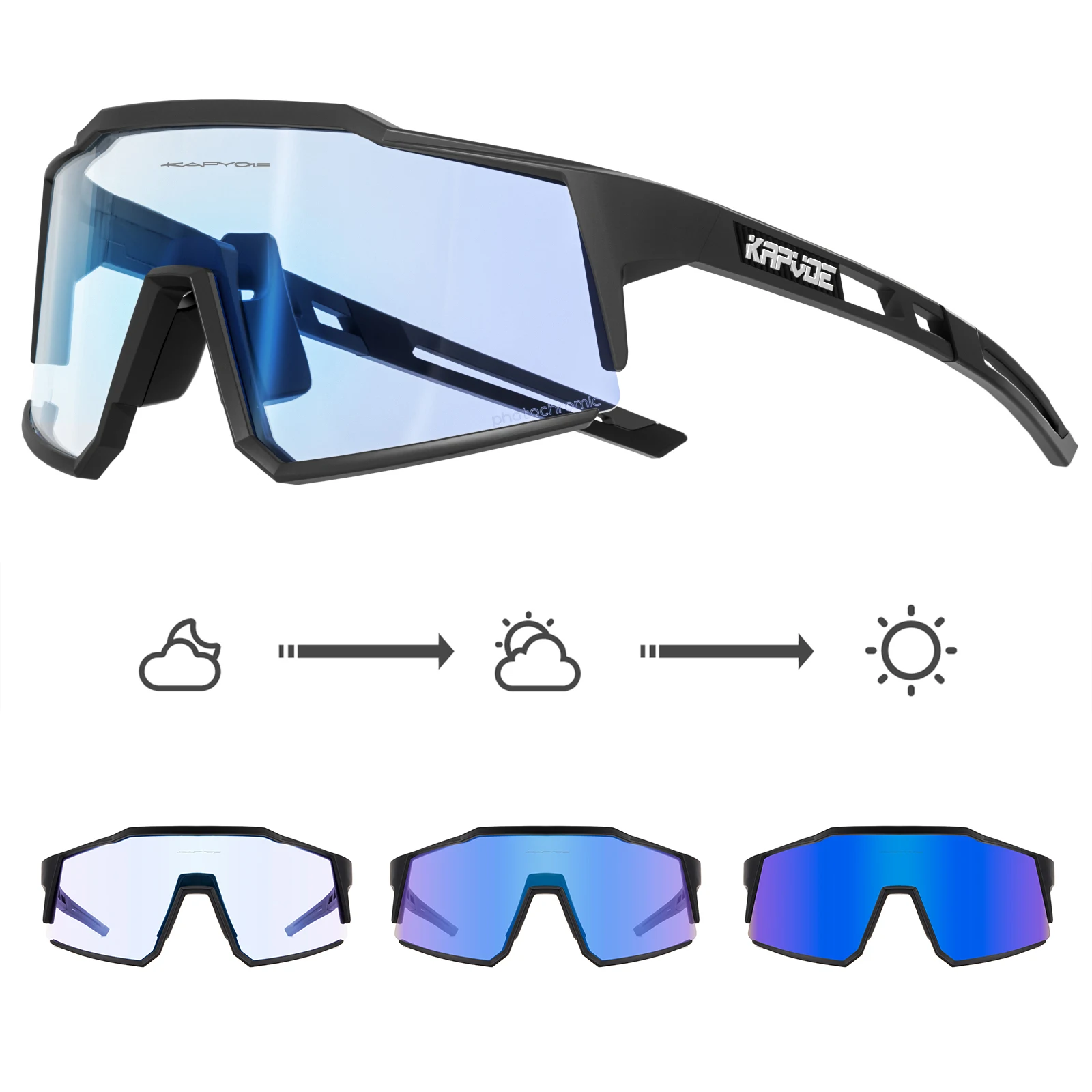 Kapvoe Outdoor Photochrome Sonnenbrille Radfahren Sport Fahrrad Brille Mann Frauen Straße Fahrrad Radfahren Brille UV400 Laufbrille