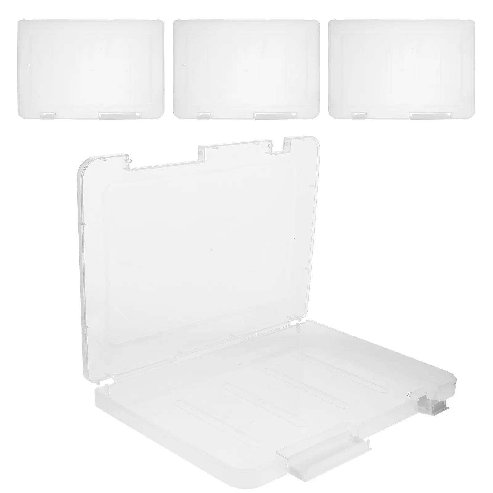 4Pcs Portable A4 File Storage Box Clear Plastic Document Organizer Large Capacity Project Case Magazine Photo Scrapbook Storage