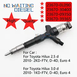 23670-39365 23670-0L090 23670-30400 23670-09350 Common Rail injector For Toyota Hilux 3.0 d 2010- 1KD-FTV, D-4D, Euro 4