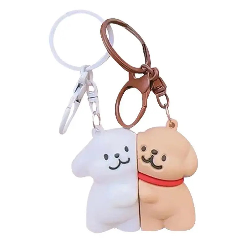 Magnetic Puppy Keychain couple gift Cartoon Pendant Puppy Keychain Dog Cute Keychain backpack Purses bag Charm Animal Pendant