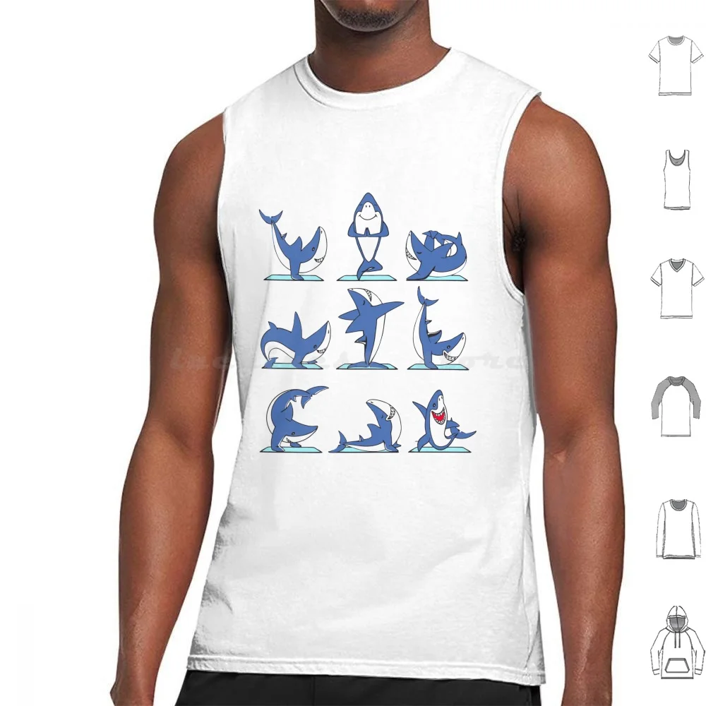 

Shark Yoga Poses Tank Tops Print Cotton Shark Yoga Poses