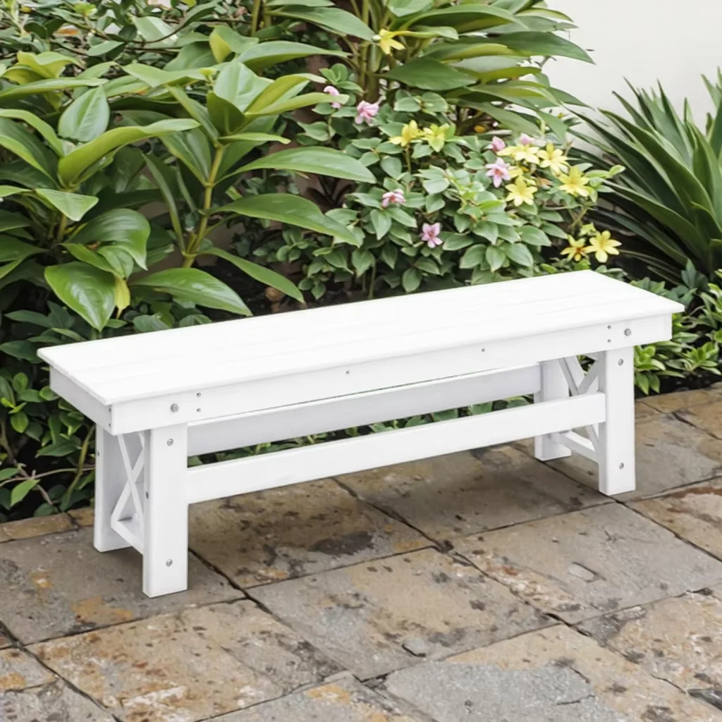 

All-Weather Performance HDPE Patio Bench for Family Dining Recycled Plastic Garden Bench for Outdoor Free US Park Mall Hospital