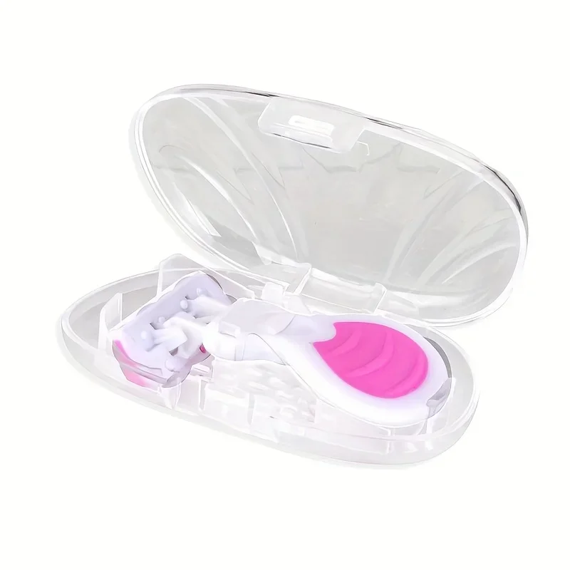 Lady Travel Shaving Kit, Pink 6-Layer Hair Removal Razor, Mini Portable Grooming Tool with Soap Storage Case