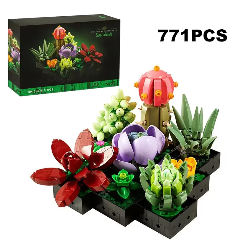 

Набор из 771 детали для сборки букета суккулентов и цветов, конструктор-бонсай, декор для дома, игрушка-конструктор, подарок для девочек, взрослых и женщин