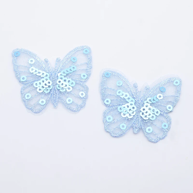 10Pcs 50*45mm Exquisite Sequins Embroidered Mesh Butterfly for DIY Clothes Hat Shoes Patches Accessory Headwear Hair Clips Decor