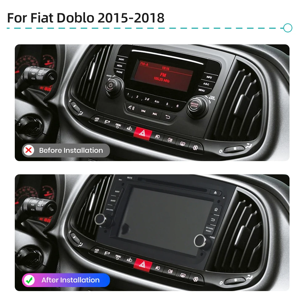 Car DVD Multimedia PlayerCarpPlay Auto Android 13.0 GPS Navigation RDS 4G WiFi DSP Bluetooth Car Radio For Fiat Doblo 2015-2018