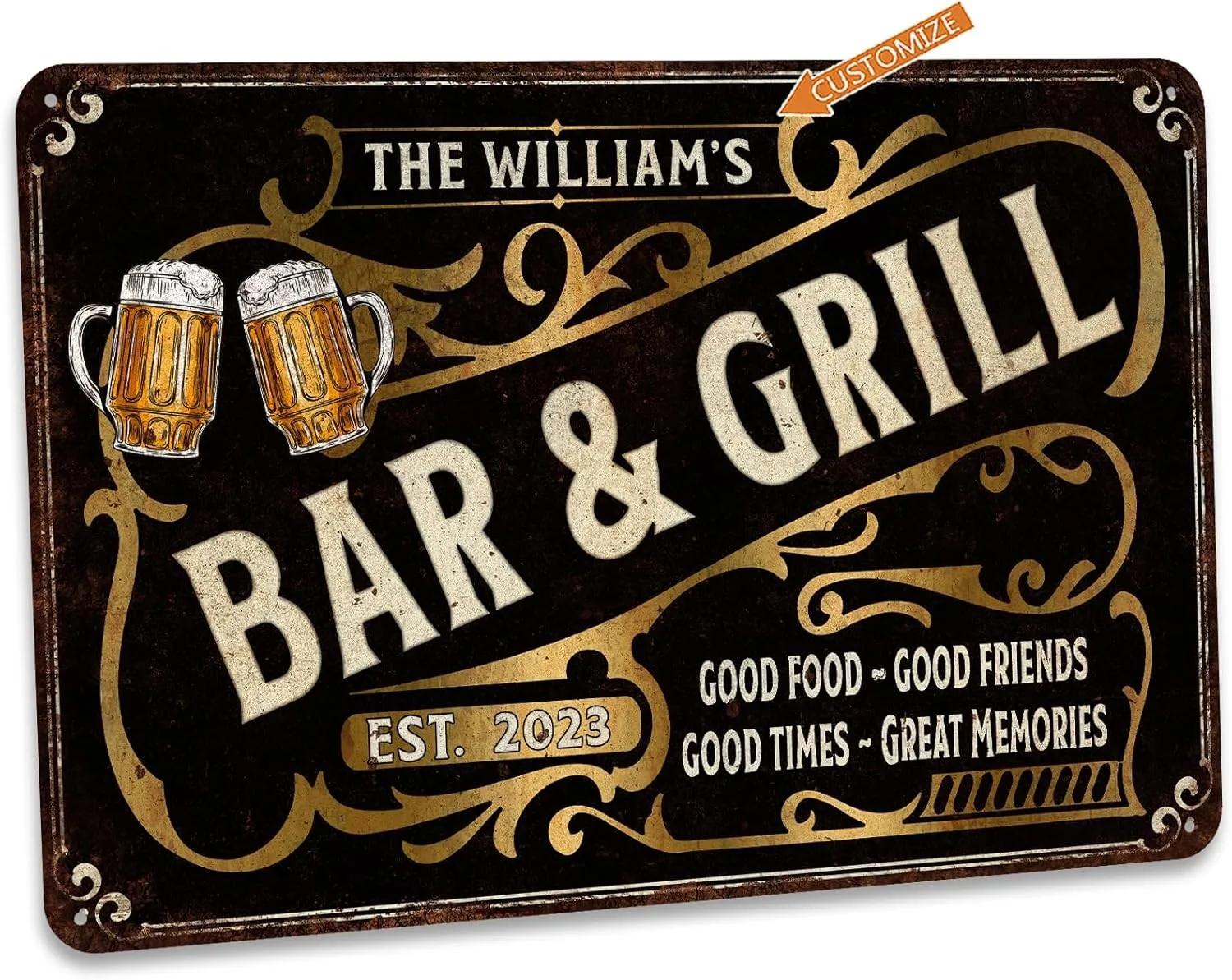 Chico Creek Signs Custom Bar & Grill Sign Bar Décor For Home - Tin Metal Signs M