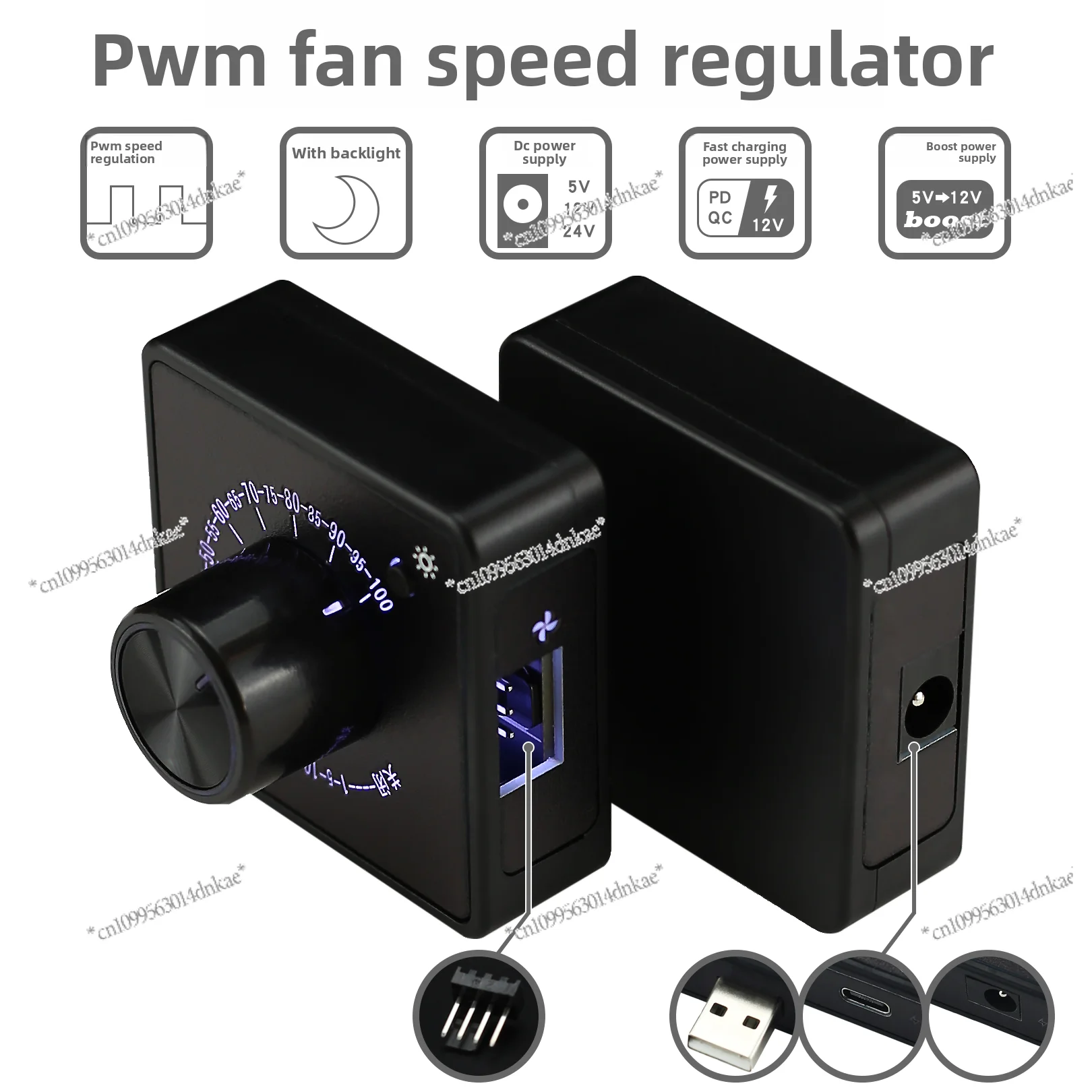 

4-Wire Fan PWM Governor PD QC Fast Charging USB Typec DC 24V12V5V Cooling Computer Controller