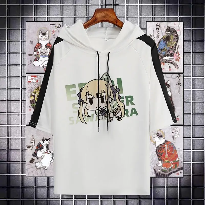 

How To Raise A Passerby Heroine Collaboration Merchandise Cartoon Anime Half-Sleeve Hooded T-Shirt Sweatshirt For Men And Women