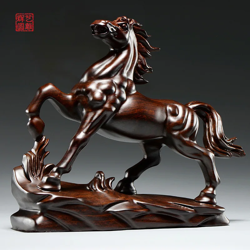 

Blackwood Win Instant Success Horse Carving Ornaments Animal Twelve Zodiac Horses Take The Lead Domestic Ornaments