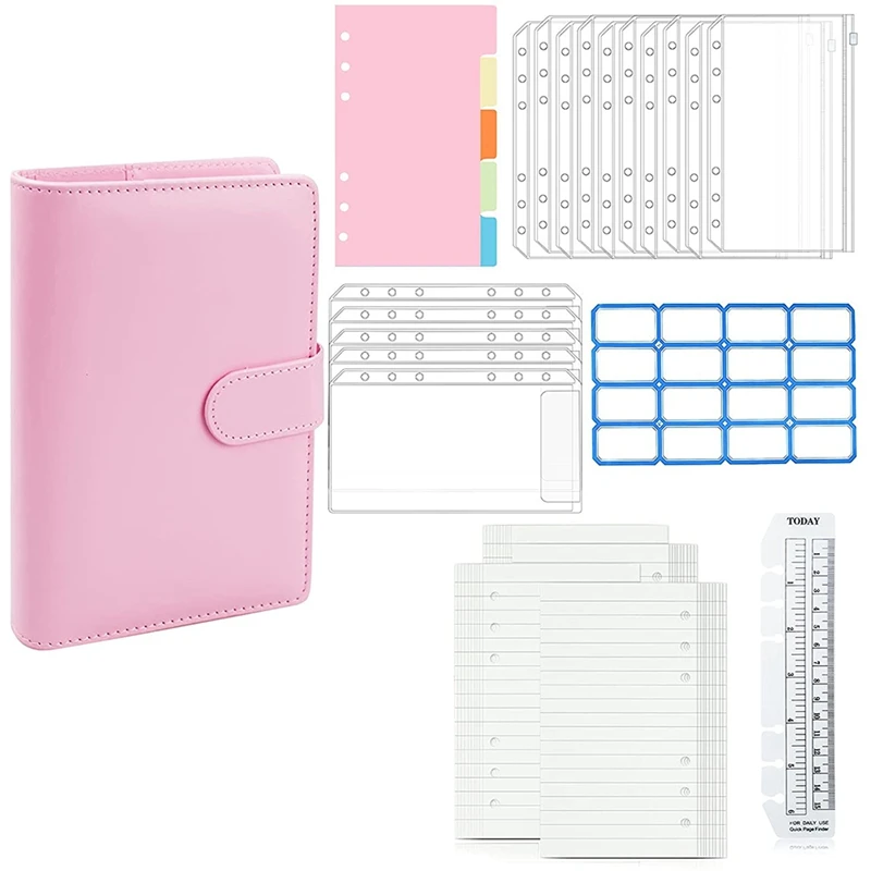 

A6 Budgeting Binder Planner With 15 Pcs Cash Envelopes And 40 Budget Sheets, Ruler Budget Wallet Organizer