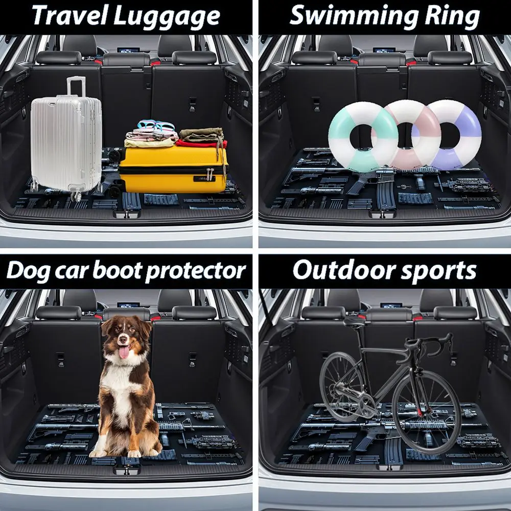 1pcs Car Trunk Mat Guns Print Universal Durable Cargo Liner Easy Clean All-Season Auto Liner Interior Accessories For SUVs view 2