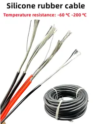5/50m 26AWG-10AWG 600V 200°C High Temp Flexible Silicone Wire for RC Battery tinned copper core Solar Panel Silicone Cable