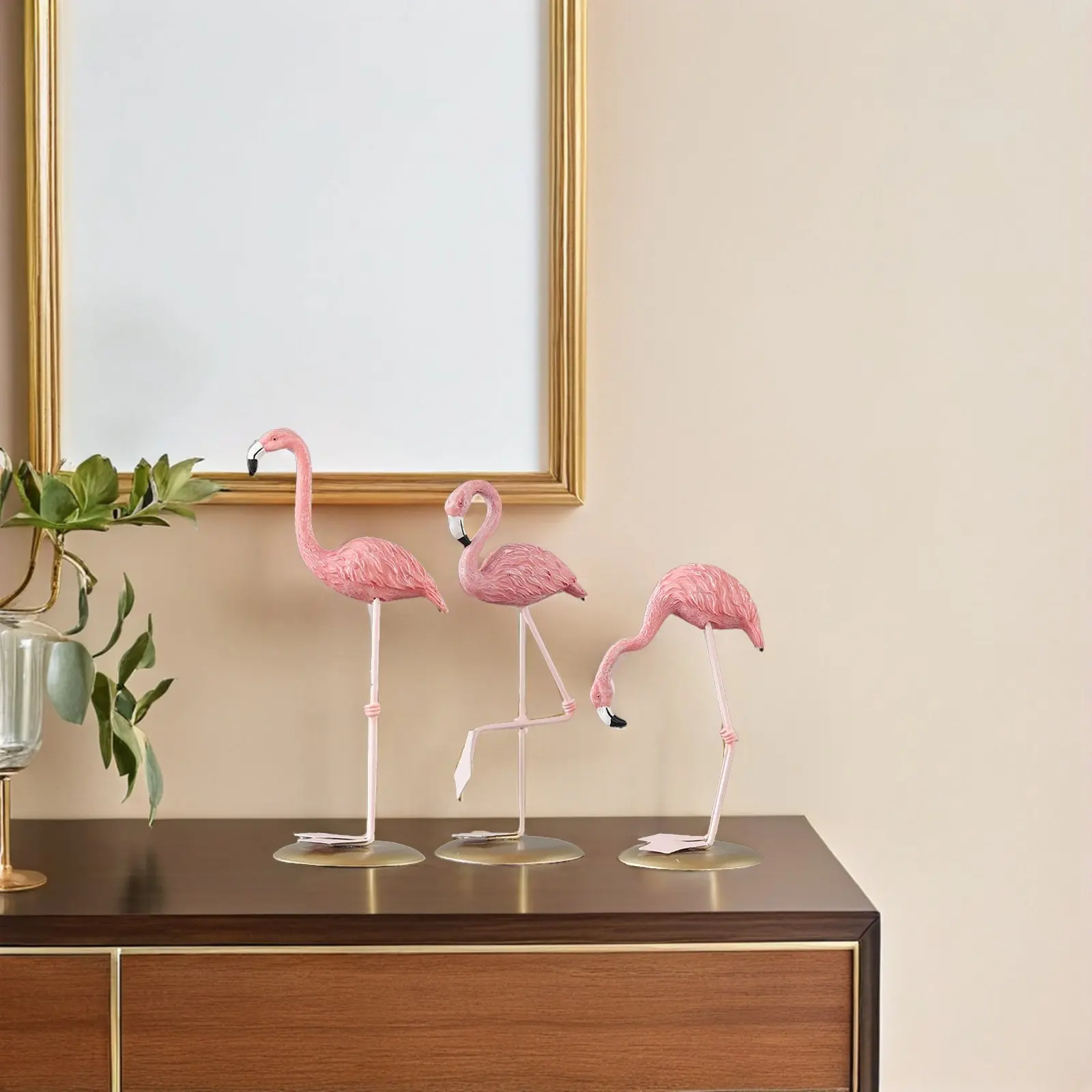 Flamingo Resin Miniature Ornaments 3 Piece Cute Cartoon Decor for Desktop Garden Home Office Wedding Party