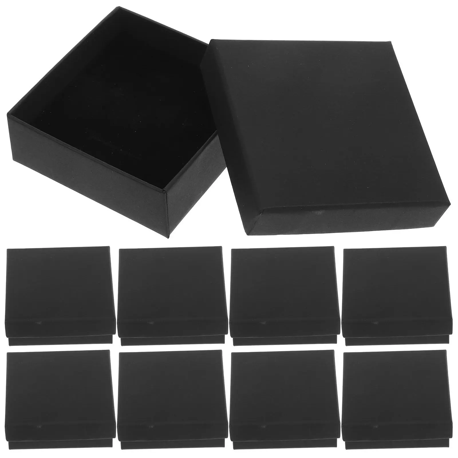 10Pcs Jewelry Packaging Box Black Rectangular Sponge Cushion for Necklace Ring Earring Storage Present Keepsake Gift Case