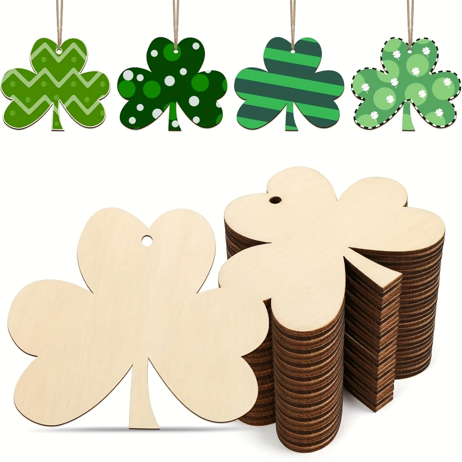 1PCS Lucky Wooden Clover Disc Artisan Bespoke Wood Farmhouse Springtime Celebrations Vernal Equinox Family  Gatherings Interior