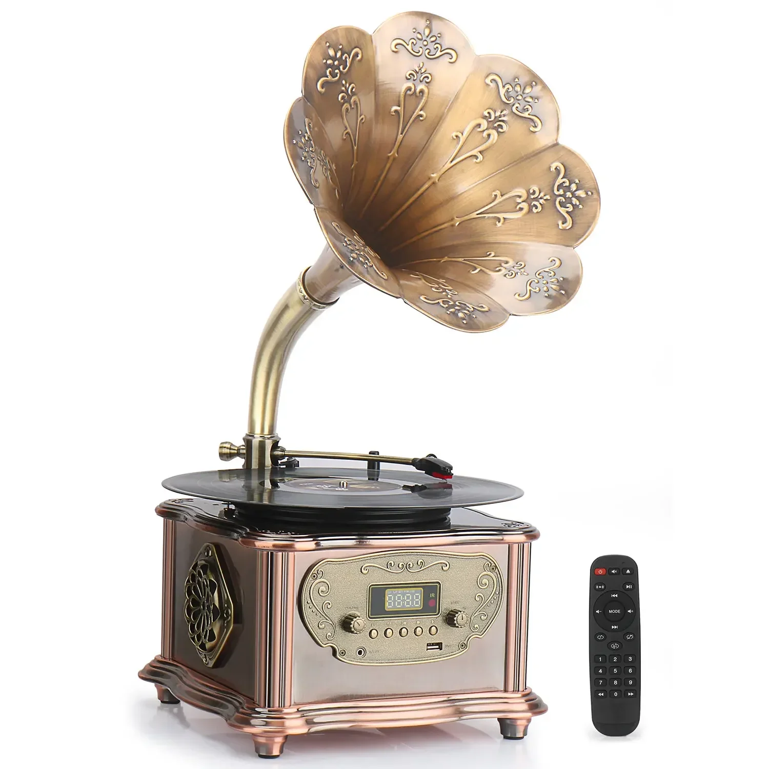 Hot Sale Professional Home Audio Music System Fm Radio Retro Gramophone Vinyl Lp Cd Turntable Record Phonograph Recorder Player