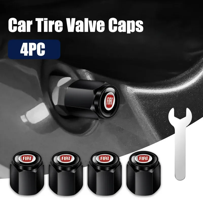 4pc/Set Metal Car Wheel Tire Valve Air Stem Cap For Fiat Abarth Tipo Panda Brave Stilo Palio Ducato Freemont Doblo Accessories