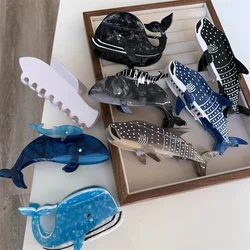 Nieuw ontwerp Cartoon Marine Shark Haarspeldjes Leuke Blauwe Walvis Acetaat Haarklauw Haar Tiara Accessoires Vintage Sieraden Cadeau