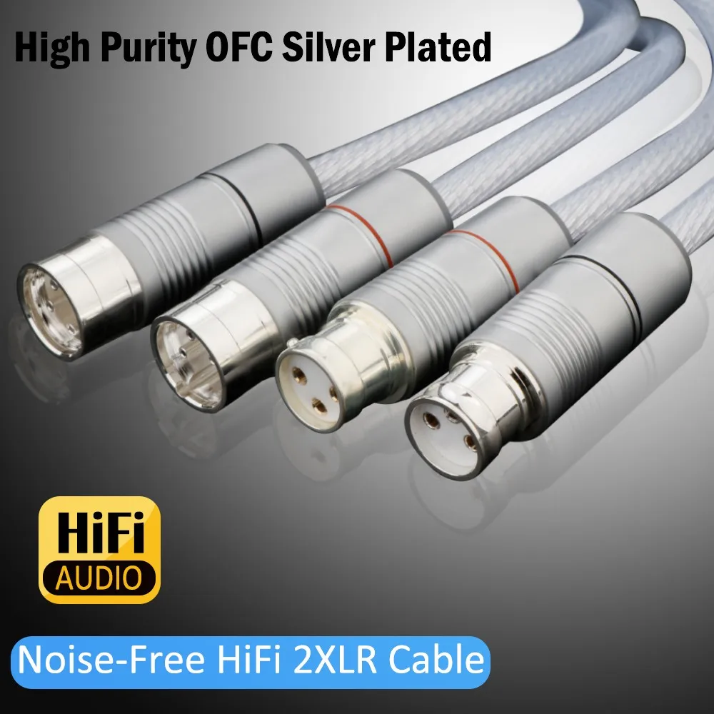 Pair HIFI xlr cable high purity silver Plated cable xlr plug Male to female for microp hone mixer,PREFFAIR xlr cable high qualit