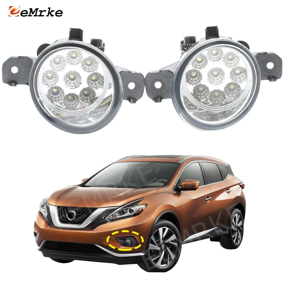 

EEMRKE for Nissan Murano 2015 2016 2017 2018 2019 9-Pieces Led Fog Lights 12V 55W Fog Head Lamp Car-Styling Halogen Foglights