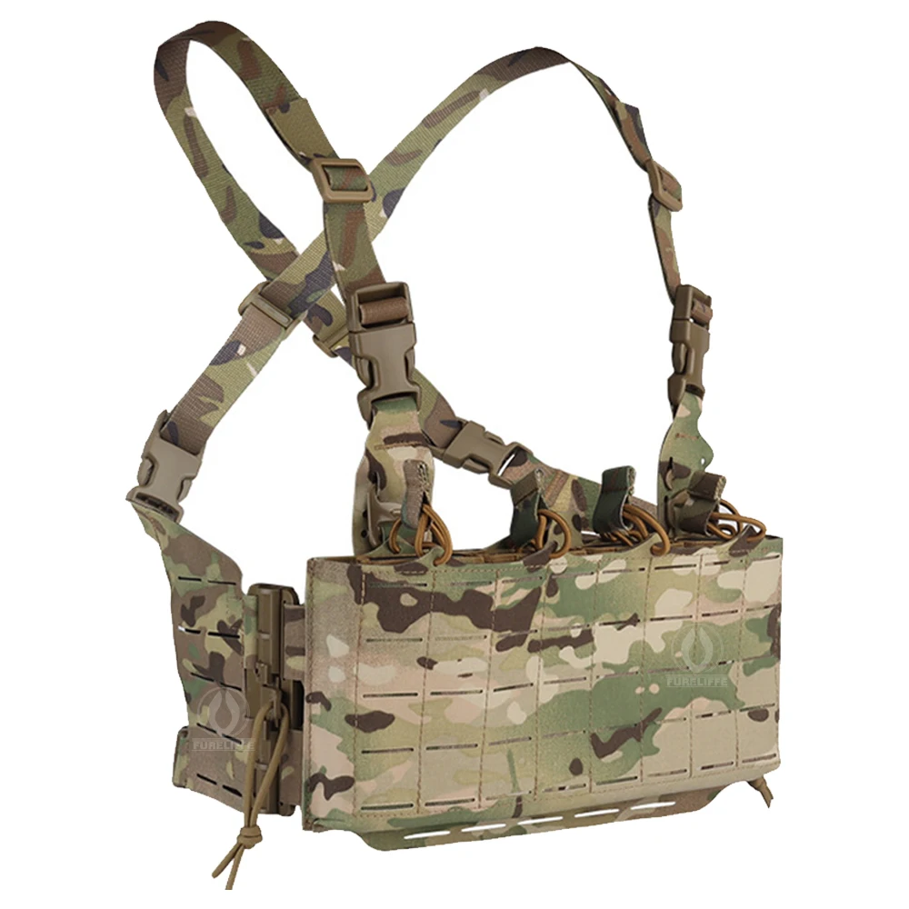 Imagem -02 - Tactical Molle Laser Cut Peito Rig Caça Vest Bags Pode Ser Usado com Coletes