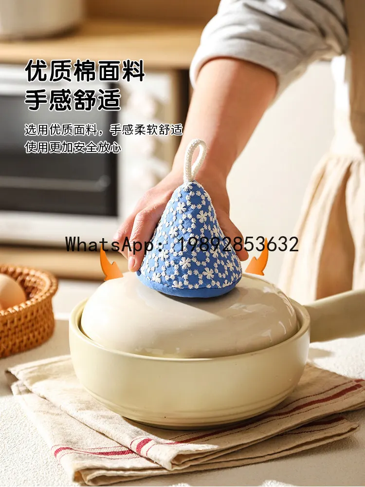 Kitchen for homethickened insulated oven mitts triangular pot lid cap end casserole special good-looking microwave oven gloves