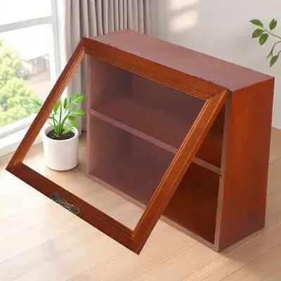 

Vintage Desktop Wood Display Cabinet Solid Material Organizer for Collectibles Home Decor Gift Desktop Small Display Cabinet