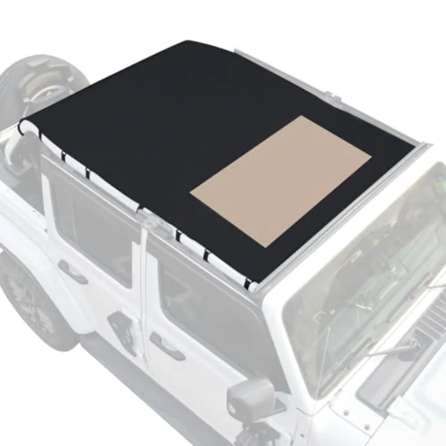 

Водонепроницаемый солнцезащитный тент для крыши, совместимый с Wrangler JLU 4-дверный 2018-2026, защита от УФ-излучения, шумопоглощение, усиленное покрытие кабины