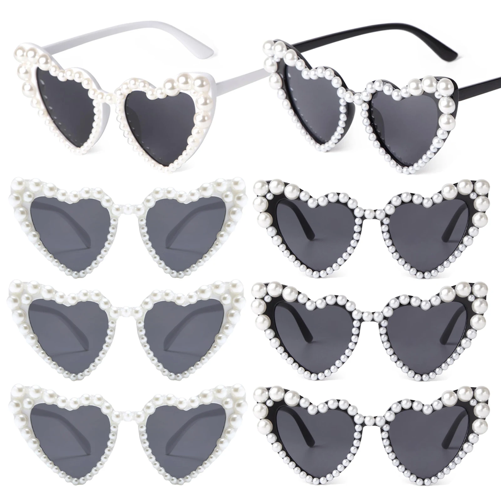 6-12Pcs Heart Shaped Sunglasses Pearl Sunglasses Wedding Sunglass for Guests Luxury Vintage Sunglasses Cat Eye Sunglasses  UV400