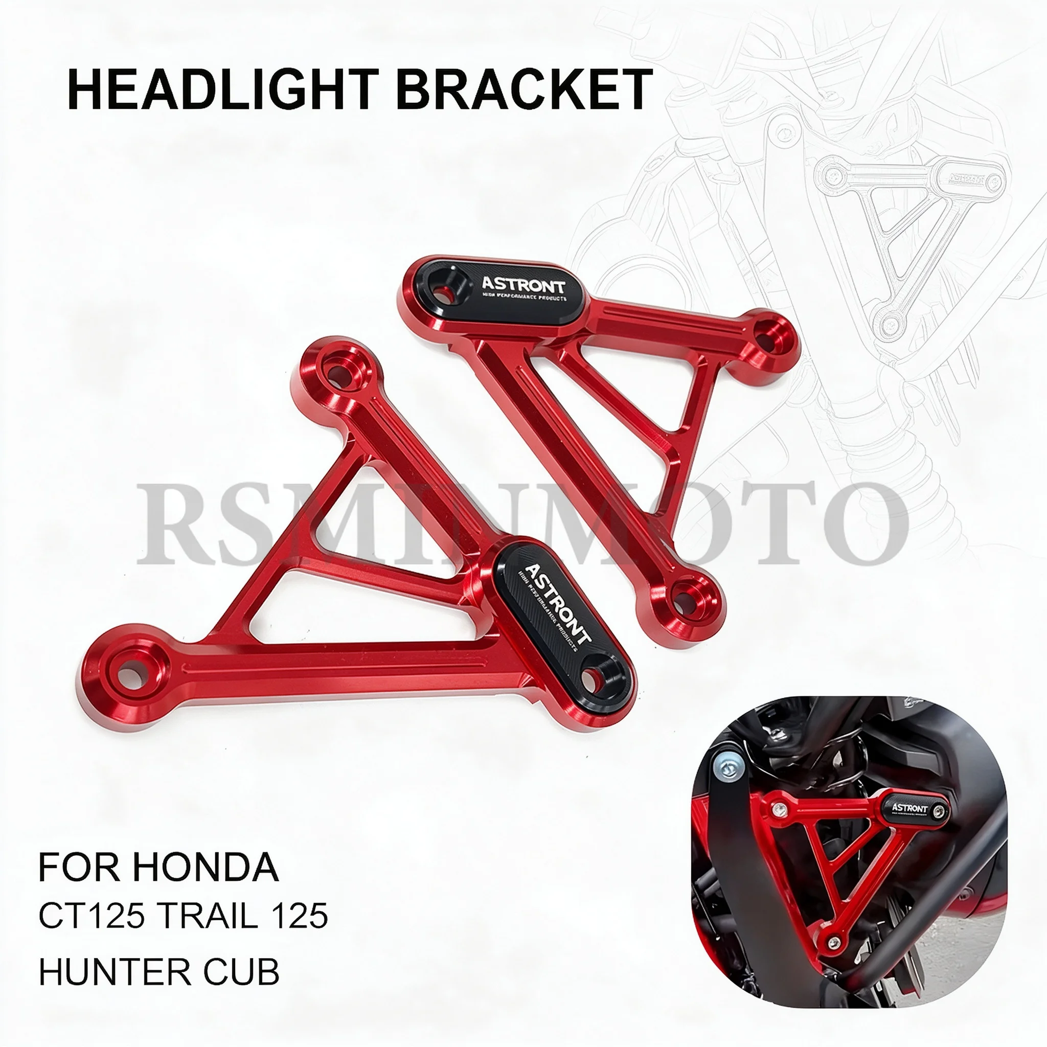 CNC-gefräste Aluminium-Seitenmontage-Scheinwerferhalterung, Motorrad-Modifikations-Ersatzteil für Honda CT125, Upgrade-Teile