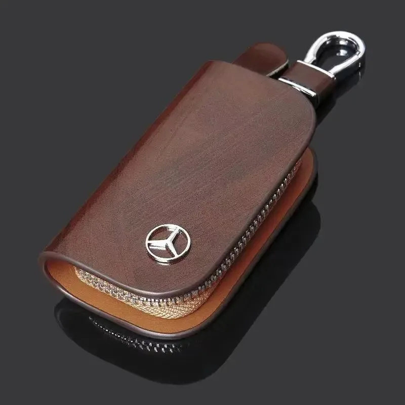 Leather Car Key Case Full Cover Shell Keychain For Mercedes Benz A B C E GL S GLA GLK CLS Class AMG W204 W205 W212 W463 W176