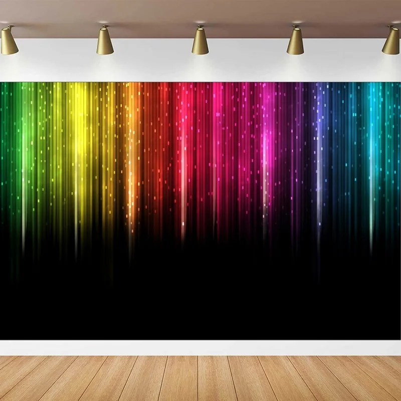 Let's Glow Party Photography Backdrop For Music Dance Disco Rainbow Neon Splatter Banner Background Cake Table Decor Poster