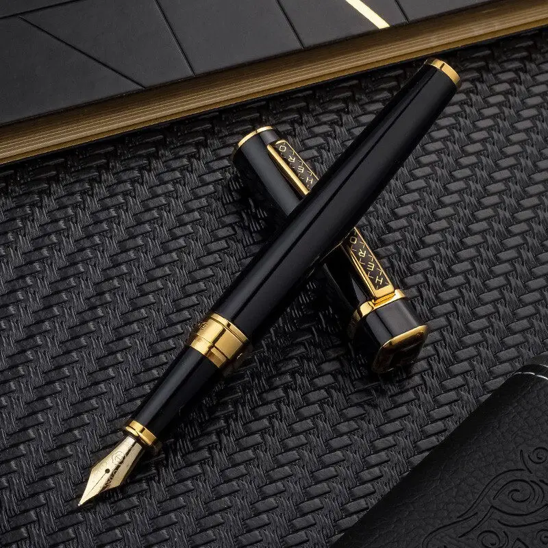 

Hero 979 Square Cap Metal Fountain Pen Golden Plated Clip Iridium Fine Nib Smooth Writing Pen Business Office Signature Daily