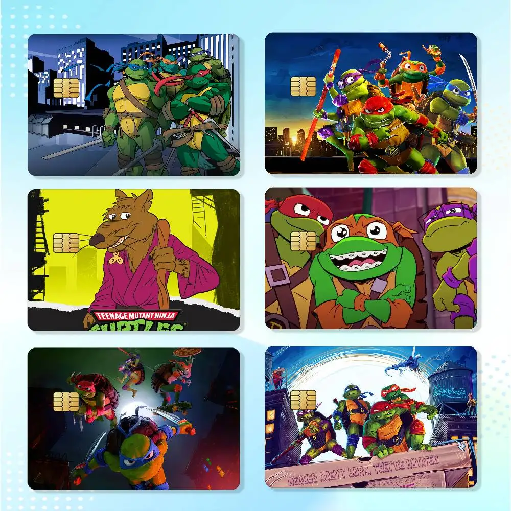 Movie T-Teenage Mutant N-Ninja Turtles Credit Skin Cover Card Stickers 4PCS Film Bus Pass Front Decoration Bank Debit Waterproof