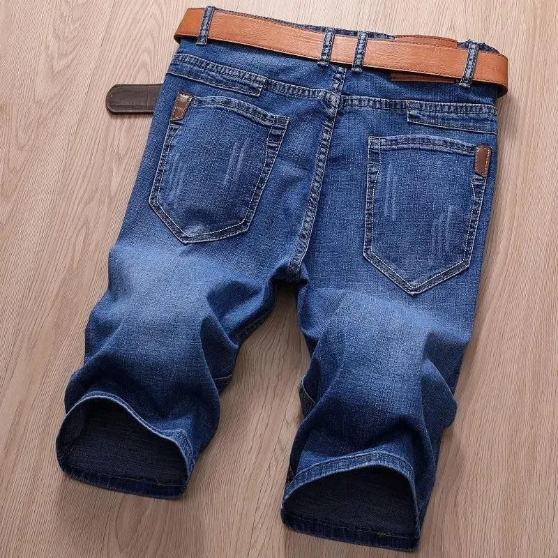 High Quality Men Denim Jeans Short Thin Casual Brand Cool Design Summer Pants Short Elastic Slim Daily Trousers Blue Black