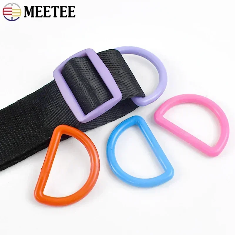 50Pcs Meetee 10-38mm Plastic Buckles D Ring for Backpack Strap Hanger Dog Collar Webbing DIY Luggage Hook Bag Decor Accessories