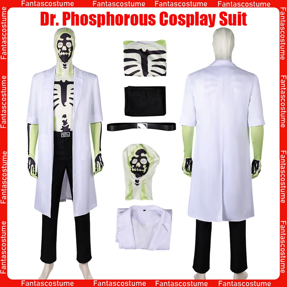 Dr. Phosphorous Cosplay Costume TV Commandos Cosplay Uniform Headwear Suit Outfits Halloween Carnival Party Men Adult Clothes