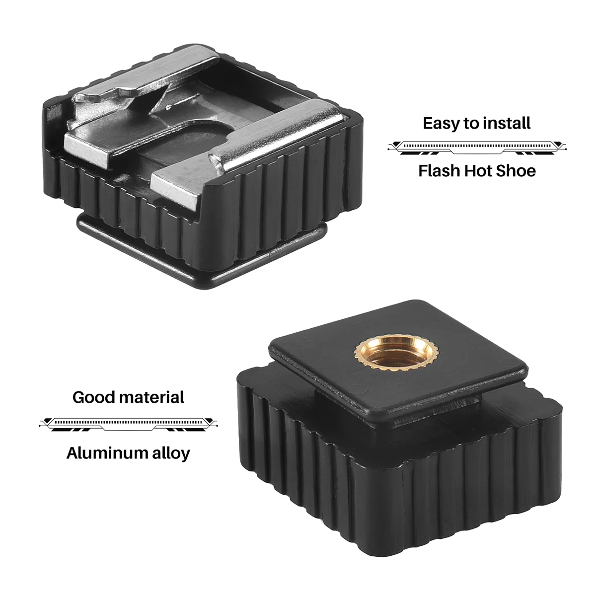 Adaptador de montaje de zapata para Flash de 2 piezas, rosca de 1/4 pulgadas para trípode de soporte de luz de estudio