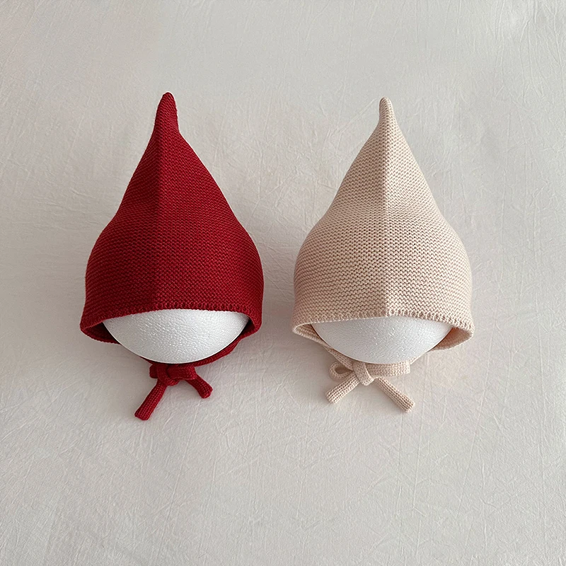 

Baby Pointed Ear Protection Cap Winter Warm Toddler Beanies 1-2Year Kids Thermal Headgear Boys Girls Lace-up Knitted Woolen Hat