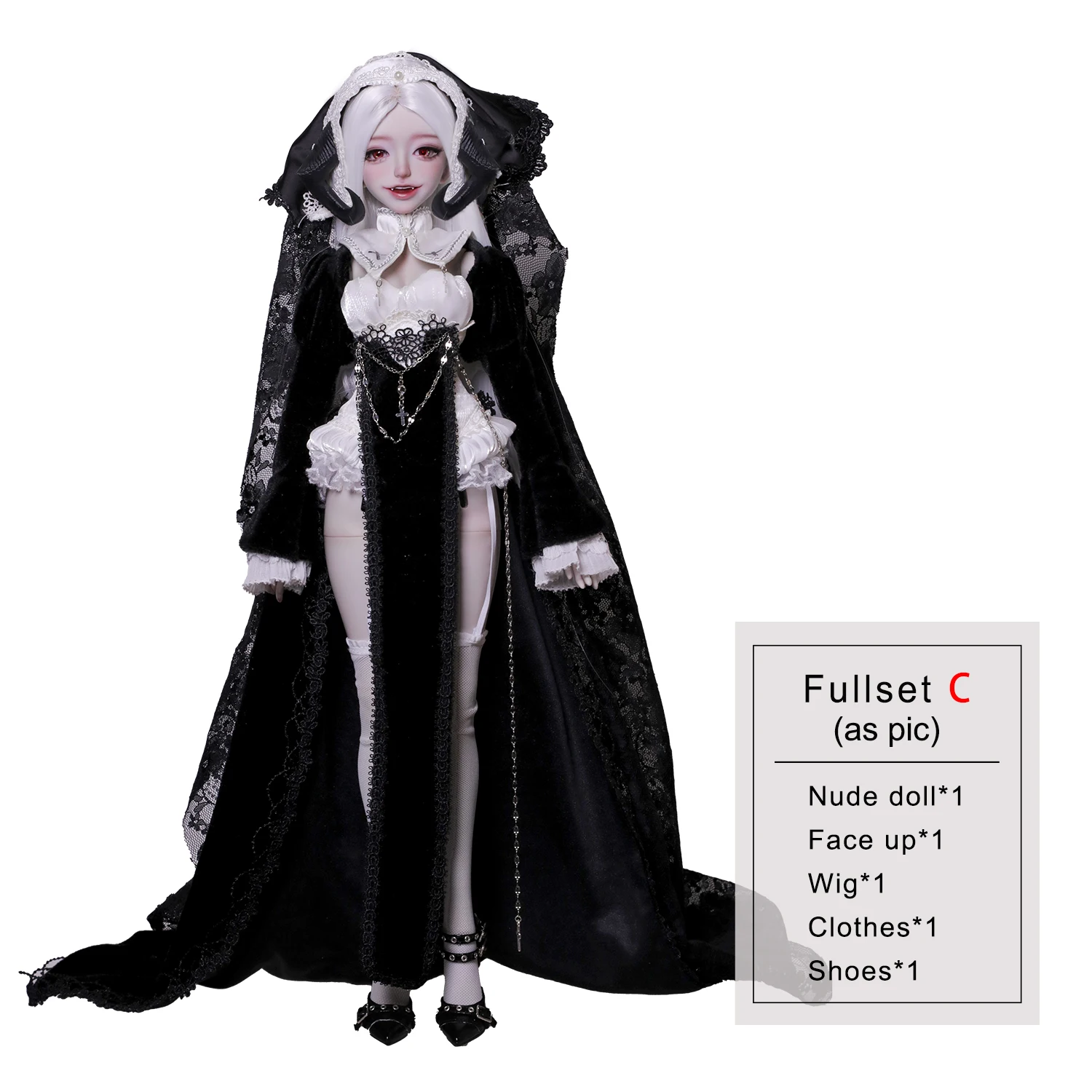 BJD Pop 1/4 Cassandra Fullset C Bariy Grote Borst Lichaam Demon Geit Hoorn Nun Satanisch Kwaad Thema Hars Figuur Shugafairy - afbeelding 1